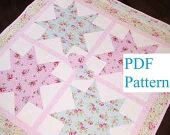 Baby Girl Quilt Pattern, Quilt Pillow Cover Pattern,  Farmhouse baby quilt pattern,  Sewing Pattern, Quilt PDF Pattern