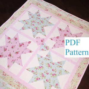 Baby Girl Quilt Pattern, Quilt Pillow Cover Pattern,  Farmhouse baby quilt pattern,  Sewing Pattern, Quilt PDF Pattern