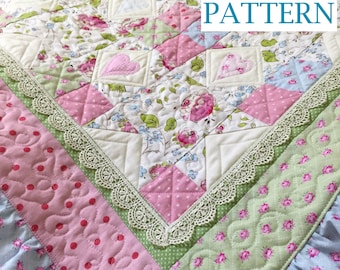 Ruffle Baby Quilt Pattern, Lace Quilt pattern, baby blanket pattern, baby girl quilt pattern, lace baby quilt pattern, pdf quilt pattern