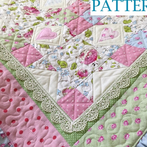 Heart Quilt Pattern Baby Quilt Pattern Baby Girl Quilt Etsy Canada