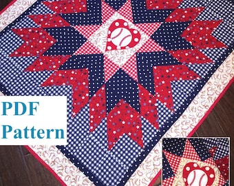 Baseball Baby Quilt Pattern, Full Star quilt pattern, Star Baby Quilt PDF PATTERN, baseball quilt pattern for baby