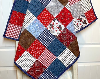 Cowboy Cowboy Quilt Baby Boy Quilt Handmade Quilt-One of a Kind Baby Shower Gift Western