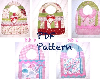 Baby bibs pattern, Fancy bib pattern, Bib Quilt Pattern, 5 - Baby bibs quilt pattern, fancy bib pattern, PDF Pattern quilted bibs