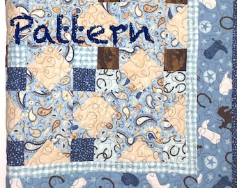 Baby Quilt Star PATTERN, Cowboy Baby quilt pattern, Baby Blanket pattern, baby boy quilt pdf pattern, sewing pattern, tutorial