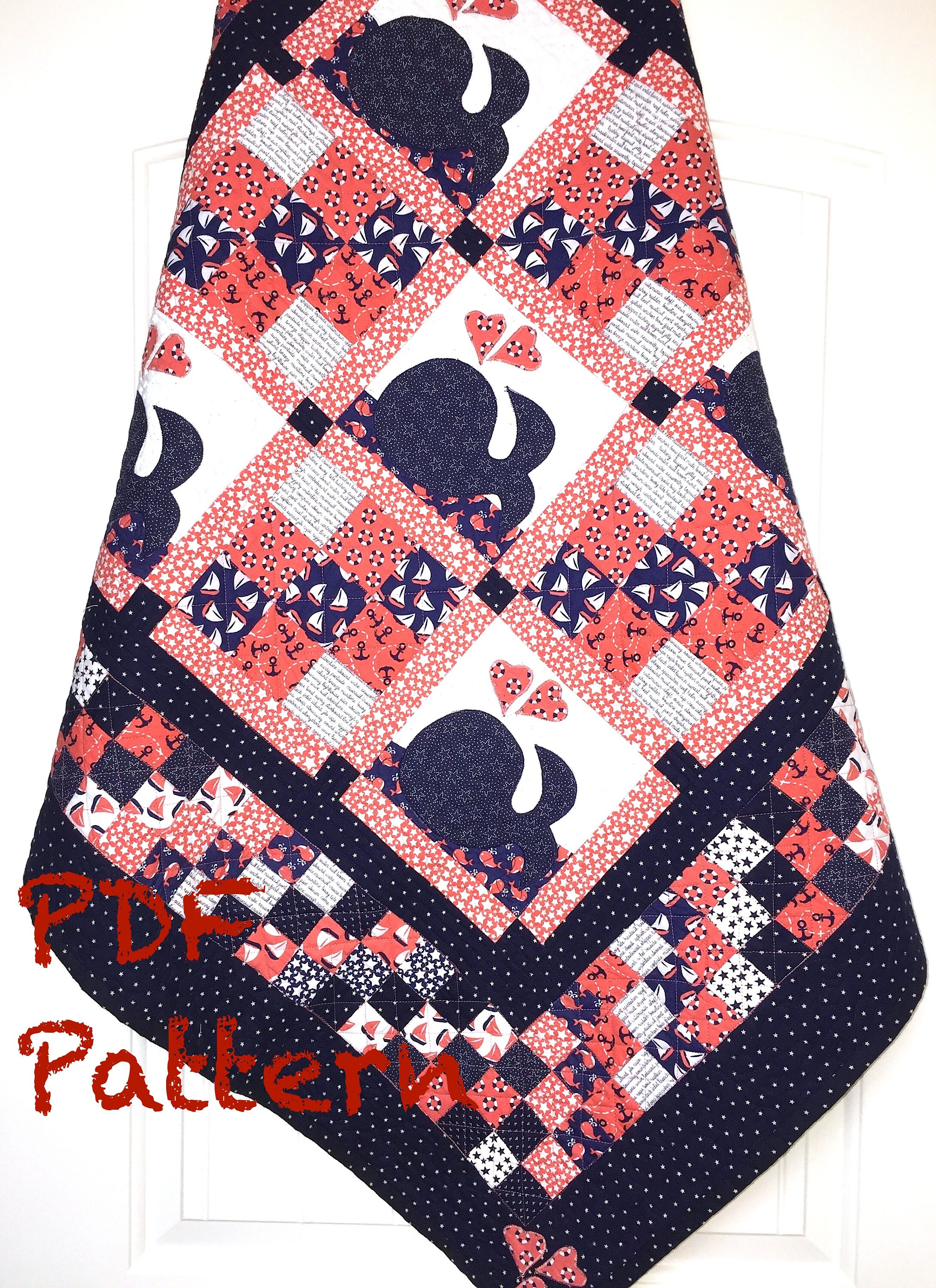 Baby Girl Quilt Pattern Nautical baby quilt pattern Whale Etsy