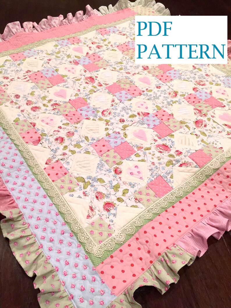 Ruffle Quilt Pattern Baby Girl Quilt Pattern Star & Heart Etsy
