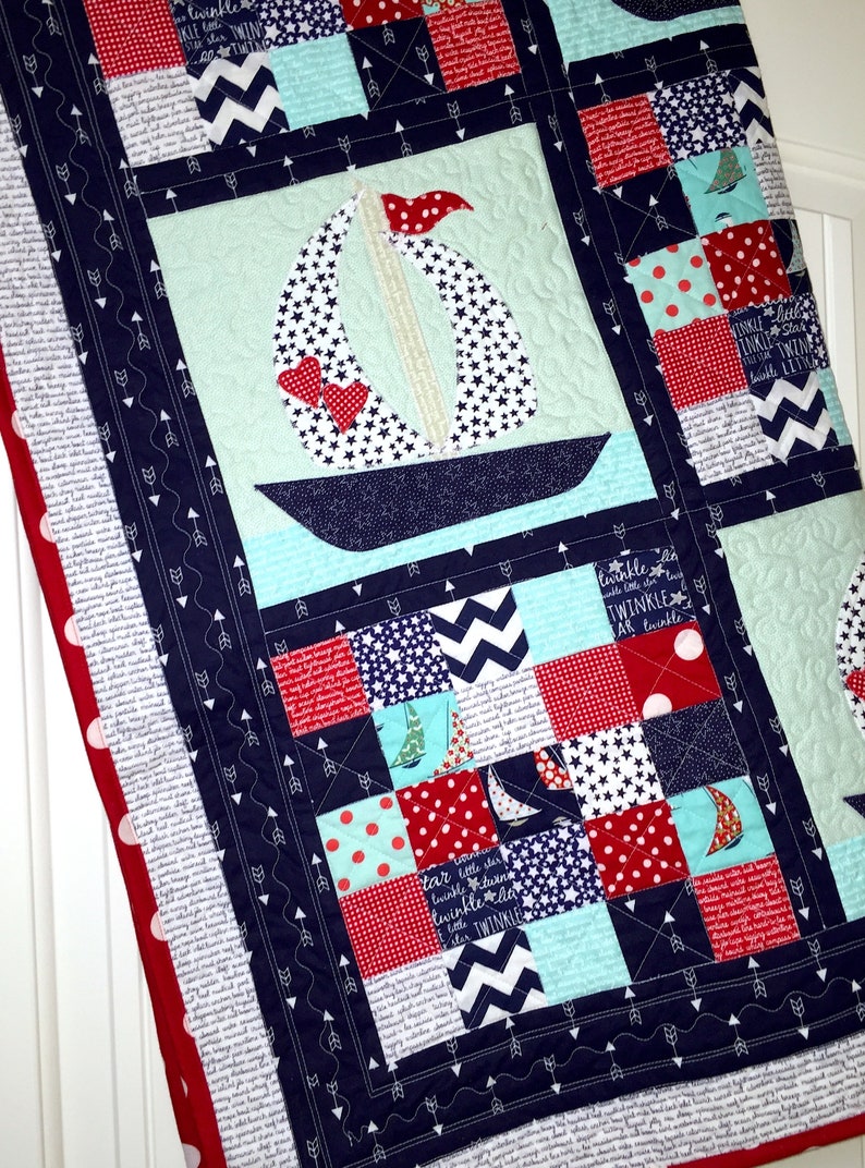Sailboat Baby Quilt Pattern Quilt Pattern Nautical baby | Etsy