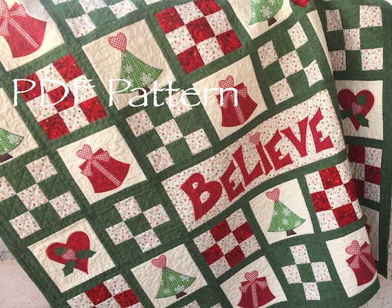 Christmas Quilt Pattern Believe In Santa Christmas Quilt Etsy Custom Christmas Quilt Patterns Christmas Quilt Pattern Believe In Santa Christmas Quilt Etsy Custom Christmas Quilt Patterns