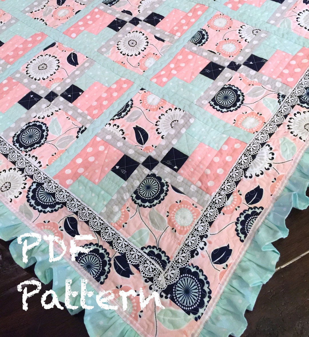 Ruffle Baby Quilt Pattern, Baby Girl Quilt Patter, Baby Blanket Pattern