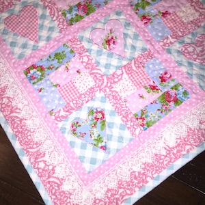 Heart Baby Quilt Pattern, Baby girl quilt pattern, farmhouse quilt pattern, patchwork quilt pattern, baby quilt pattern image 10