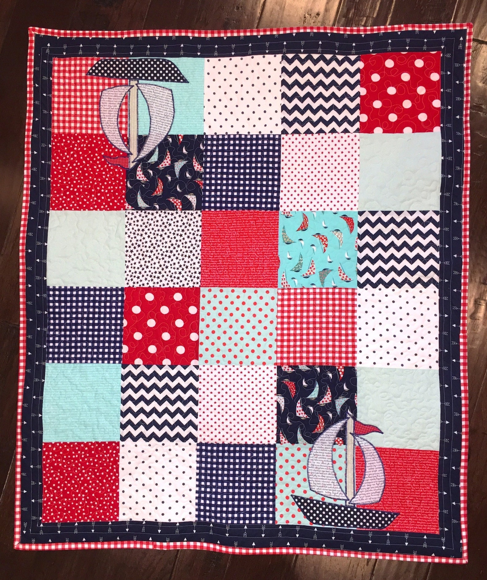 Baby Quilt Sailboat Baby boy Quilt Nautical Baby quilt Etsy