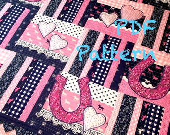 Western Baby Quilt Pattern, Horseshoe Design (PDF Pattern)