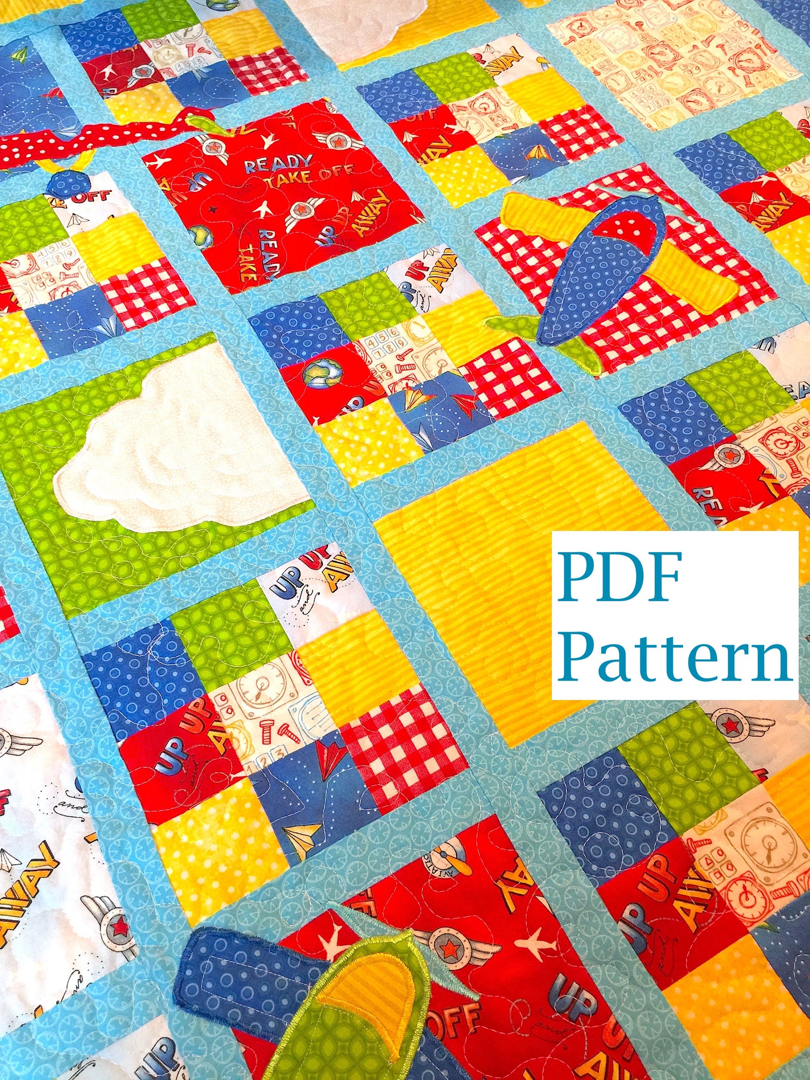 Airplane Baby Quilt Pattern: Patchwork Applique (PDF Pattern) - Etsy