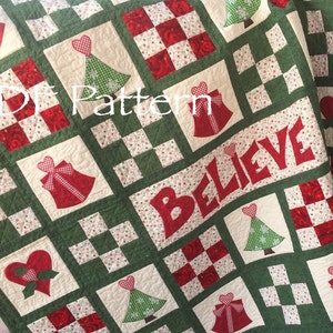 Believe in Santa Christmas Quilt Pattern: Intermediate PDF (52x66 inches)