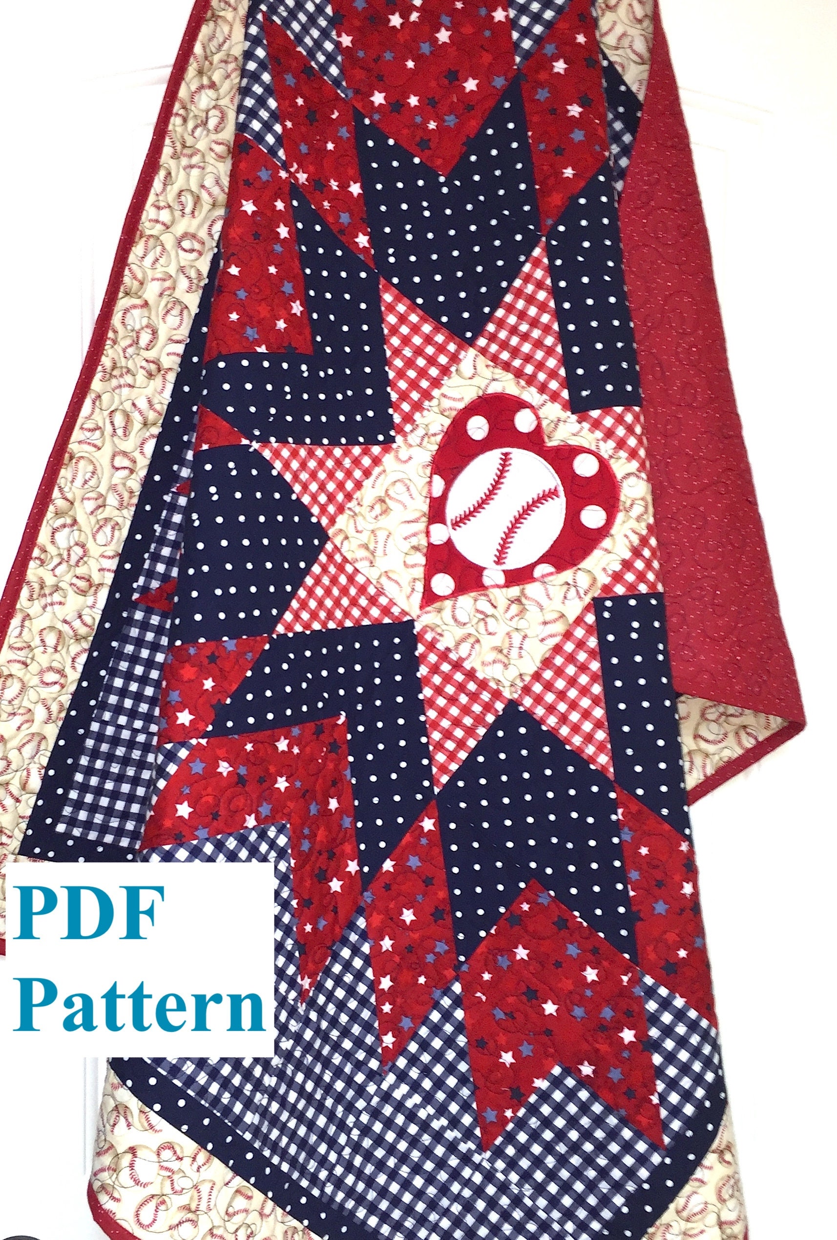 Baseball Baby Quilt Pattern Full Star quilt pattern Star Etsy