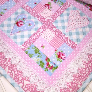 Heart Baby Quilt Pattern, Baby girl quilt pattern, farmhouse quilt pattern, patchwork quilt pattern, baby quilt pattern image 9