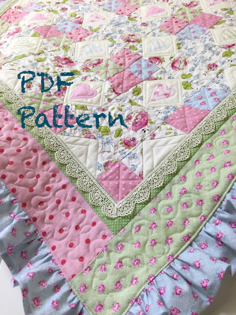 Ruffle Quilt Pattern Baby Girl Quilt Pattern Star & Heart Etsy