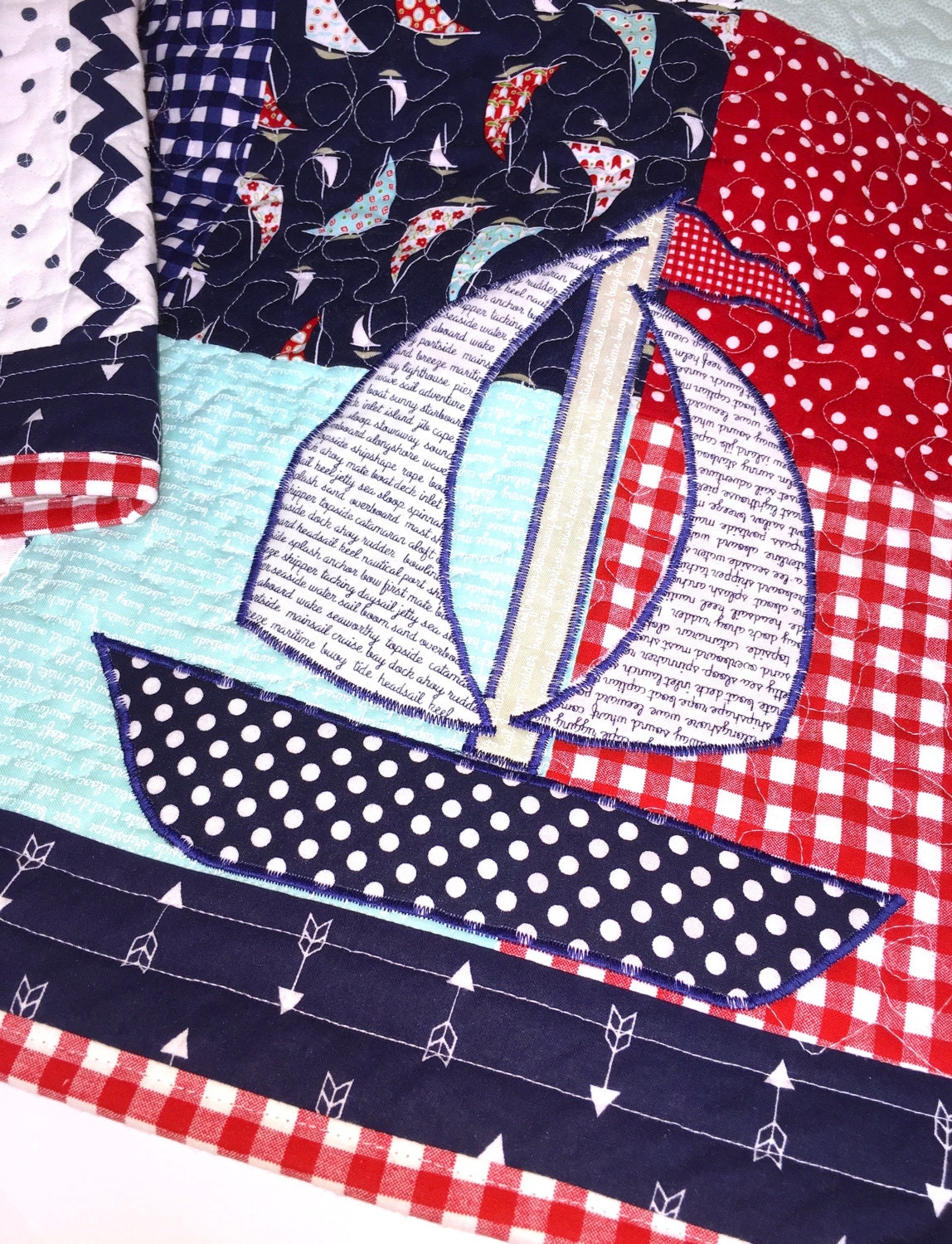 Baby Quilt Sailboat Baby boy Quilt Nautical Baby quilt Etsy
