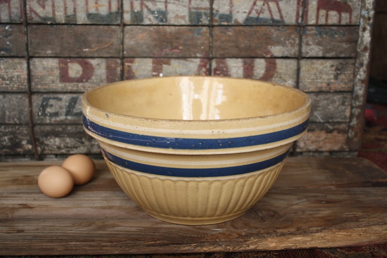 Yellow Ware Pottery Bowl