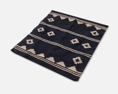 Small Minimalist Aztec Rug | Vintage Wool Small Square Rug or Wall Art