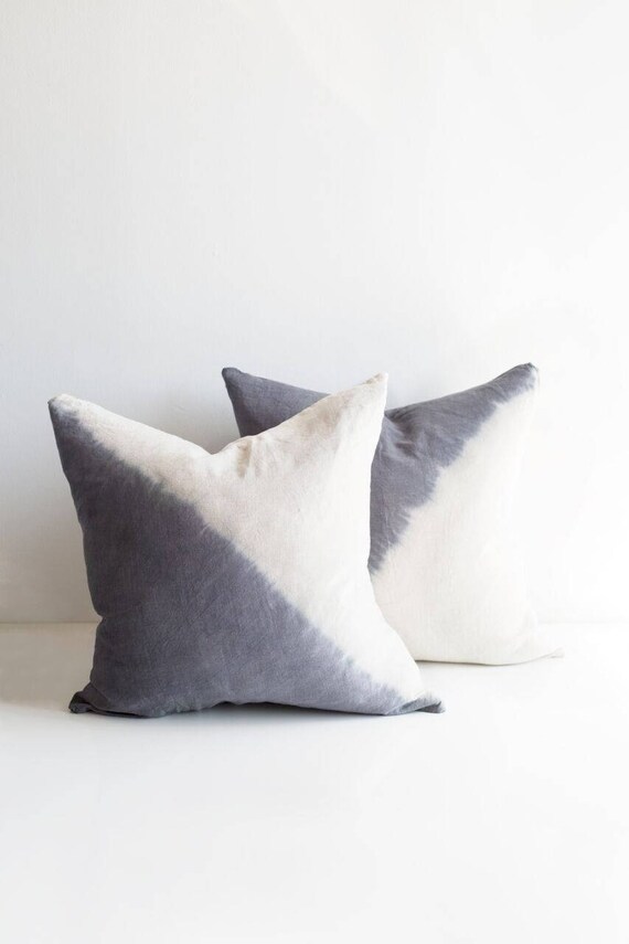 Dip Dye Pillow Cover Diagonal Grey Tie Dye Various Sizes Etsy