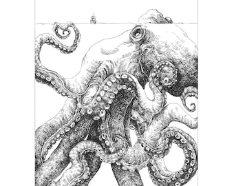 Fine Art Print / Folklore and Fairytales / Fantasy Artwork: Kraken