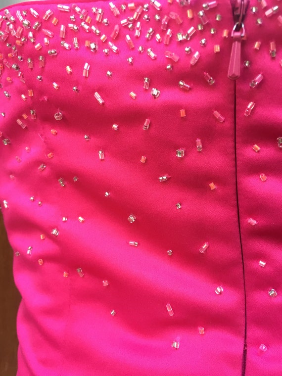 Vintage hot pink gown, rhinestones, diamond look,… - image 5