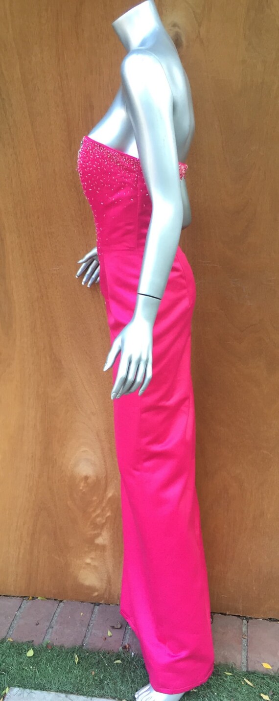 Vintage hot pink gown, rhinestones, diamond look,… - image 3