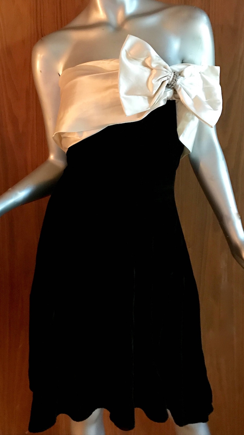 black strapless mid length dress