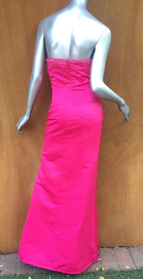 Vintage hot pink gown, rhinestones, diamond look,… - image 4