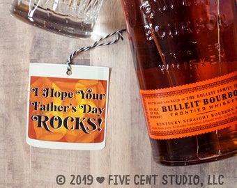 Father's Day Bourbon Gift Tag - I Hope Your Father's Day Rocks - Whiskey Rocks Glass Printable Gift Tag
