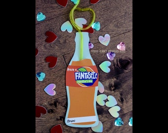 FANTA-stic Valentine's Day Orange Soda Bottle Shaped Printable Valentines for School Classroom Valentine's Day Party