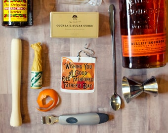 Father's Day Bourbon Gift Tag - Wishing You A Good Old Fashioned Fathers Day - Old Fashion Cocktail Rocks Glass Printable Gift Tag