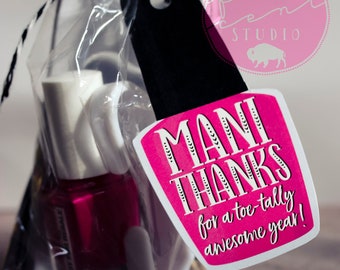 Mani Thanks For a Toe-Tally Awesome Year - Hot Pink Nail Polish Manicure End of the Year Printable Gift Tag