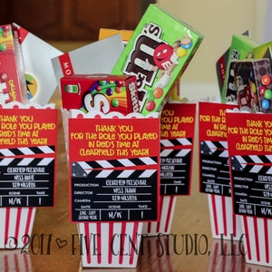One Custom &quot;Thank You For the Role You Played&quot; Movie Themed Teacher End of School Year Thank You Clapboard Gift Tag - Printable DIY Tag