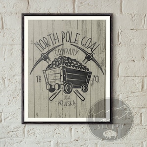 Rustic Christmas North Pole Coal Company DIY Printable Home Decor Digital 8x10 Print for Instant Download