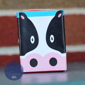 Kuh Mini Juice Box Wrap Label für Vorschule Barnyard Bauernhof Geburtstagsfeier