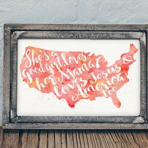 American Girl Pink Aquarell Typografie Lyrik 8 "x 10" Digital Download Druck