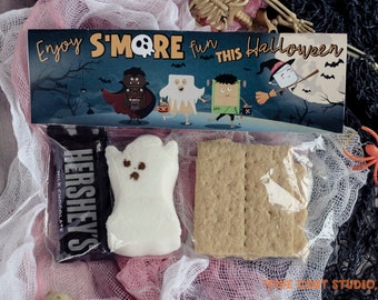 Printable Halloween S'mores Kit Bag Topper - Halloween Smore Gift Tag - Boo Basket Smores Treat Topper - School Party Favor