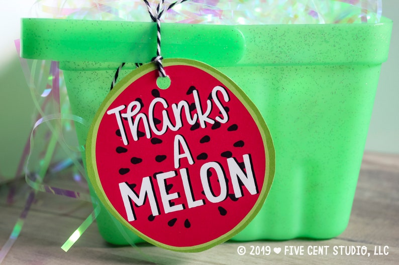 Thanks a Melon Thank You Watermelon Pun Fruit Printable Tag Teacher Appreciation Farmer/'s Market Birthday Punny Thank You Gift Tag