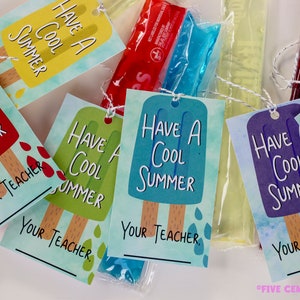 Rainbow Student Gift Tags Have a Cool Summer Freeze Pop Freezer Ice Pops Printable Tags For End of the School Year Gifts From Teacher