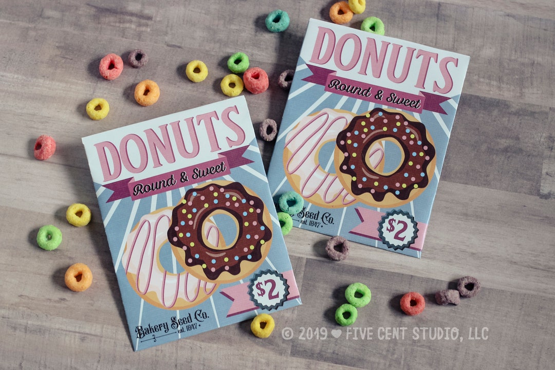 Donut Seeds Printable Vintage Style Seed Packets DIY Donut Seed Packet