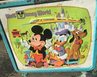 vintage mickey mouse lunch box with thermos