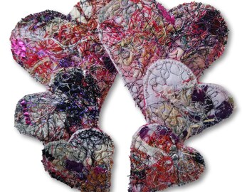 Handmade Embroidered Heart Brooch: Recycled Fibres, Eco-Design