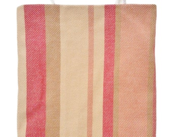 Reversible Tote Bag, Red Striped Canvas, Plain Cream on the Reverse, Two Thick Cord Handles, 31cm x 38cm, HANDMADE in the UK