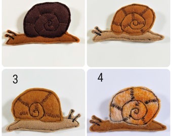 Brown Snail Felt Brooches, Original Design Using Handmade Felt, Silver Safety Clasp, Approx 8x4.5cm to 10x6.5cm