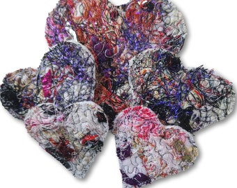 Embroidered Heart Brooch: Recycled Fibres, Handmade UK