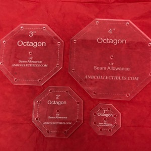ANBCollectibles Plantillas de edredón octágono acrílico cortadas con láser 1", 2", 3", 4" (juego de 4)