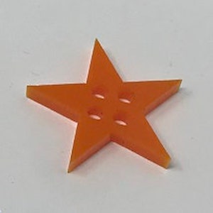 A (10 pack) 1" Paintable Orange 2119 Acrylic Star Buttons with 4 Holes