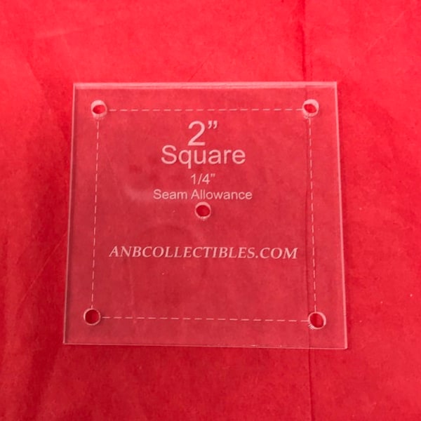 Choice of size (1" - 2 15/16") Acrylic Square Template by finished size after 1/4" seam allowance